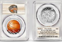 Example of Basketball HOF half-dollar in PCGS holder-small