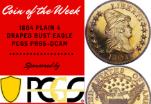 1804 Plain 4 Draped Bust Eagle PCGS PR65+DCAM.