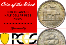 1936 Delaware Half Dollar, PCGS MS67+. Images are courtesy of Heritage Auctions, www.HA.com.