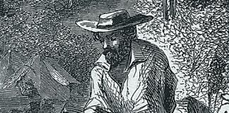 1849 woodcut of California gold-rush prospector