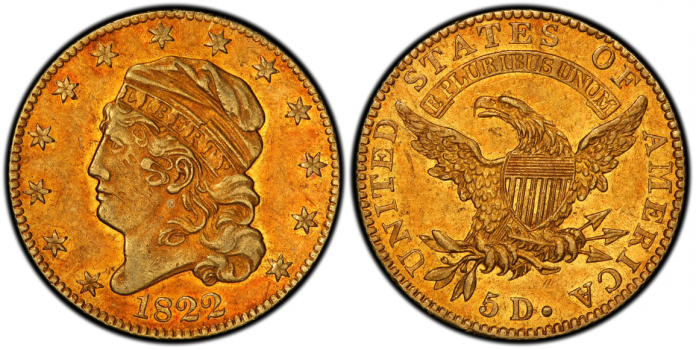 1822 Capped Bust Half Eagle.