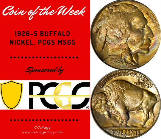 1926-S-Buffalo-Nickel-PCGSMS65. Image is courtesy of Stack's Bowers Galleries.