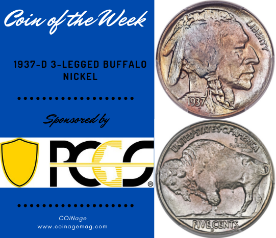 1937-D Three-Legged Buffalo Nickel