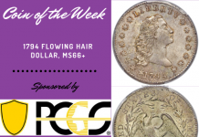 1794 Flowing Hair Dollar, PCGS MS66+